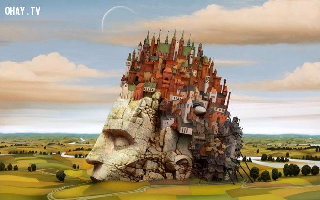 ảnh tranh nghệ thuật,tranh sơn dầu,nghệ thuật,hội họa,Jacek Yerka
