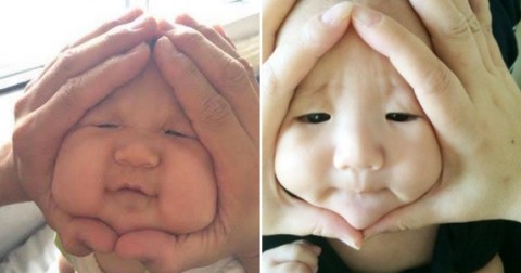 Xu hướng 'mặt tam giác' đáng yêu cho các bé bi