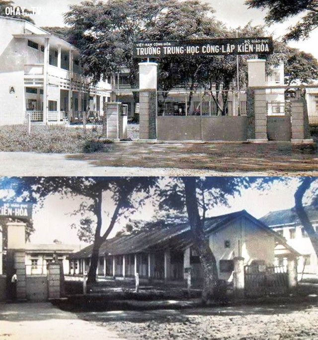 Trường Trung học Kiến Hòa 1970, hình dưới là dãy C Trường Trung học Kiến Hòa 1970, hình dưới là dãy C,Bến Tre xưa,Xứ dừa,hình xưa,ảnh cổ,ảnh lịch sử