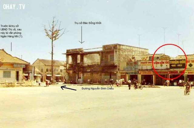 Khu vực Bùng binh, chợ nhà lồng xưa, nay là trụ sở báo Đồng Khởi Khu vực Bùng binh, chợ nhà lồng xưa, nay là trụ sở báo Đồng Khởi,Bến Tre xưa,Xứ dừa,hình xưa,ảnh cổ,ảnh lịch sử