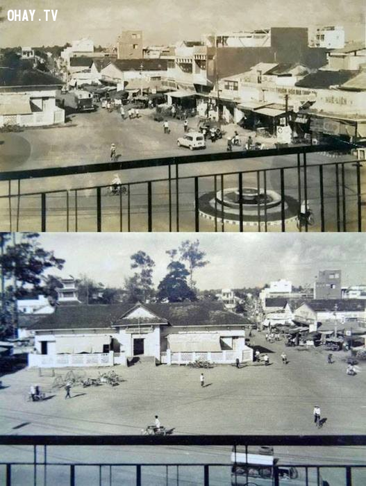 Khu vực bùng binh trung tâm Kiến Hòa khoảng 1965 Khu vực bùng binh trung tâm Kiến Hòa khoảng 1965,Bến Tre xưa,Xứ dừa,hình xưa,ảnh cổ,ảnh lịch sử