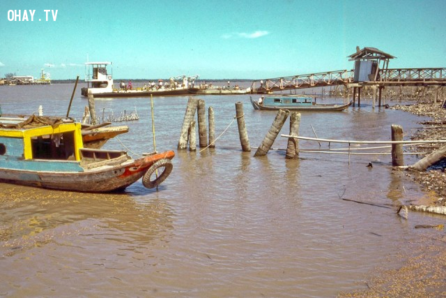 Bến phà Rạch Miễu năm 1969 Bến phà Rạch Miễu năm 1969,Bến Tre xưa,Xứ dừa,hình xưa,ảnh cổ,ảnh lịch sử