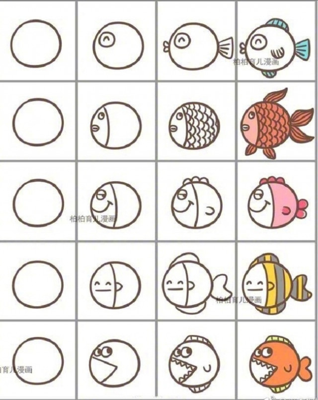 Mách bạn cách vẽ 45 loài động vật siêu đơn giản từ hình tròn - Nấm