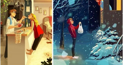 Bộ tranh đáng yêu về khoảnh khắc hạnh phúc đời thường trong tình yêu