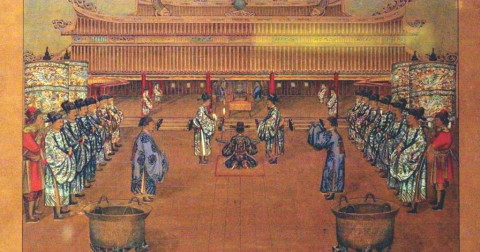 Cùng chiêm ngưỡng bộ tranh “Triều đình Huế” của họa sĩ Nguyễn Văn Nhân năm Ất Mùi 1895.