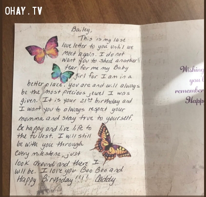 Cô gái nhận được thiệp chúc mừng sinh nhật từ người bố mất năm năm trước -  helen vo