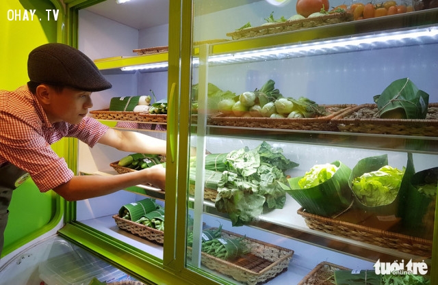 ,sống xanh,bảo vệ môi trường,lá chuối,tiệm rau sạch
